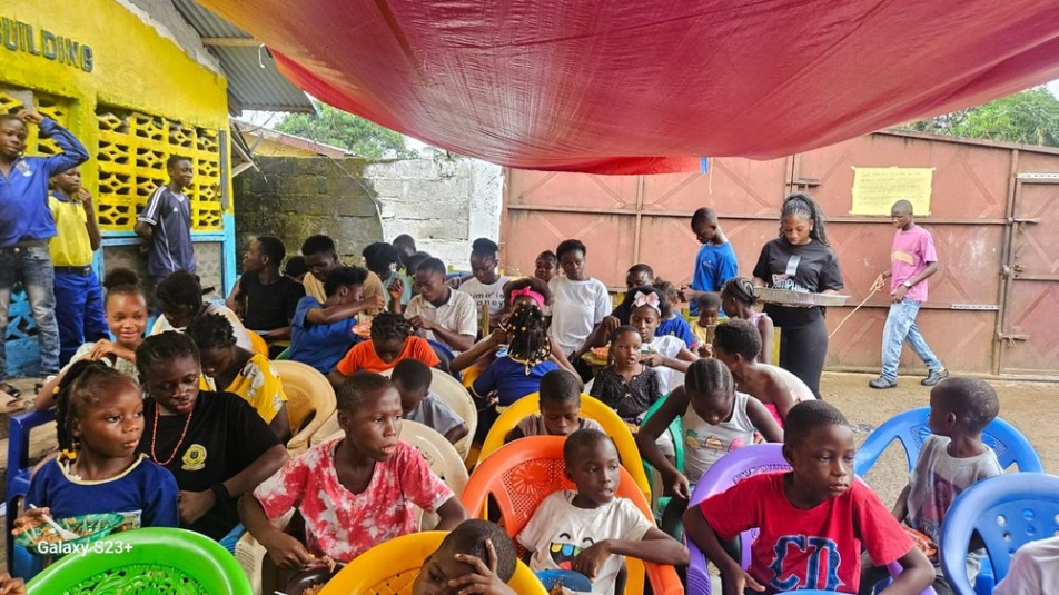 Children gathered at Sis Iye Orphanage in Barnesville, Liberia