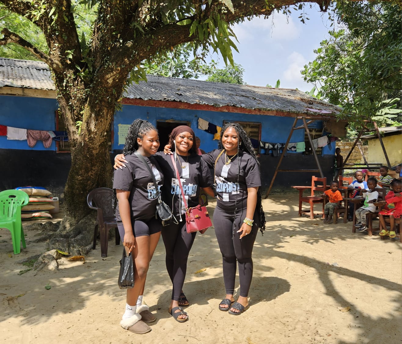 Alanna Cooper, Gizelle Cooper, and Angel Maliaka Muhlenburg in Liberia