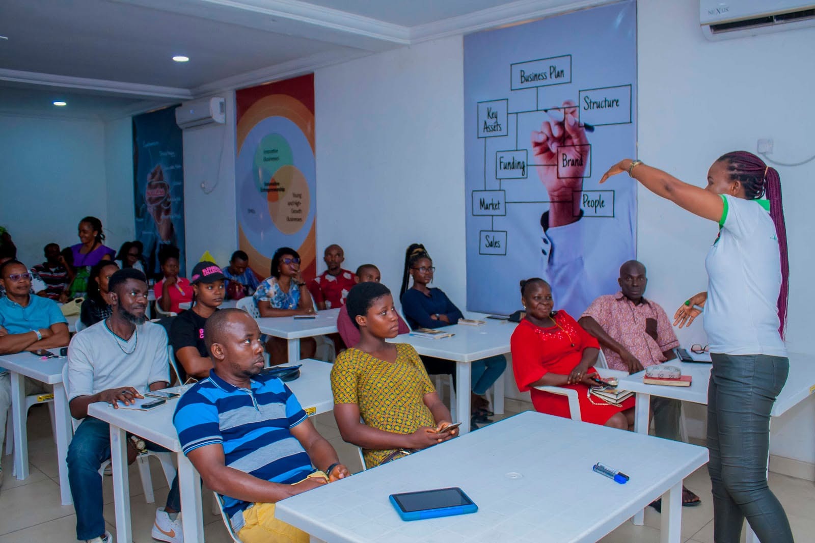 Lucy teaching a business planning session