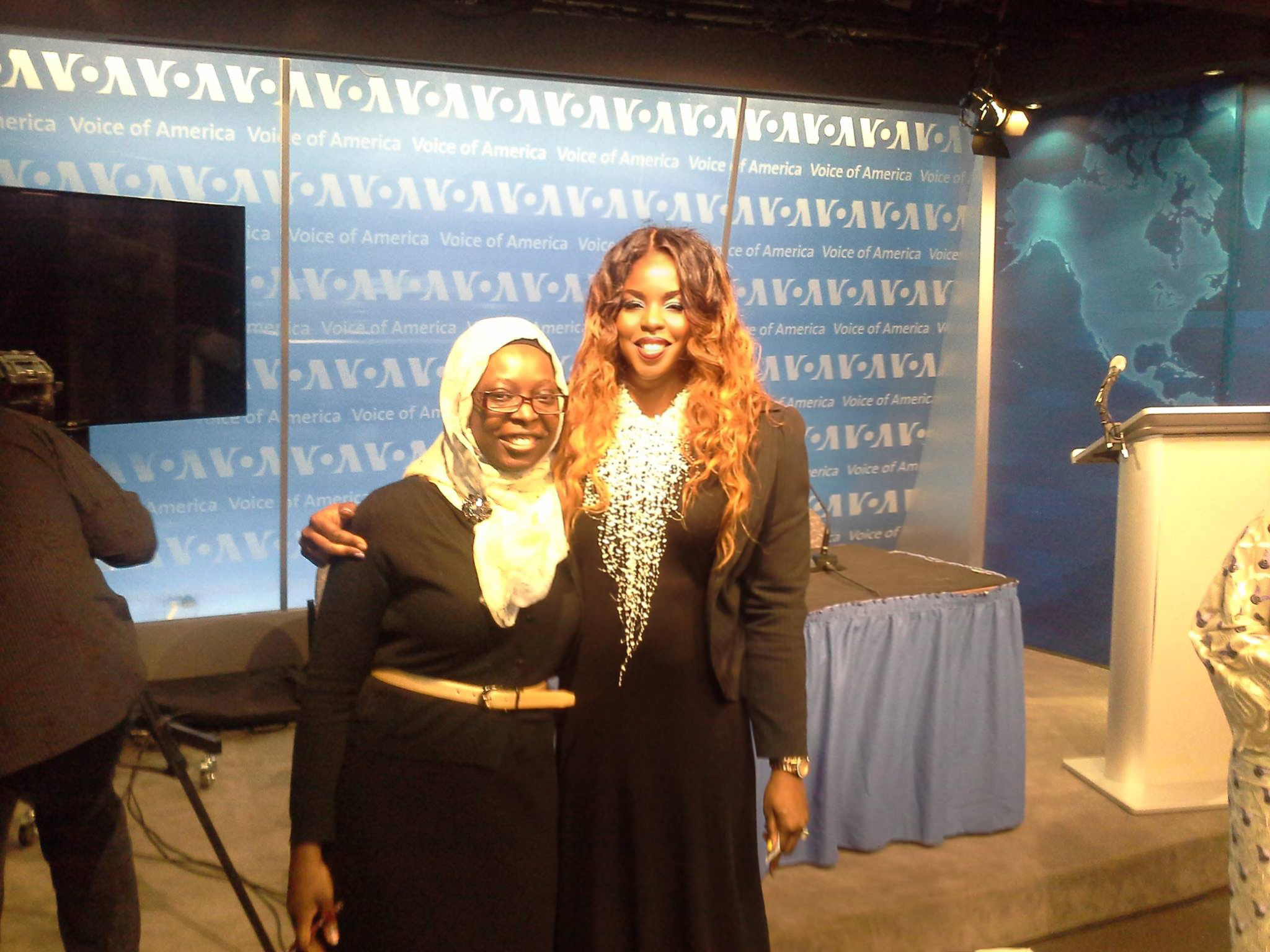 Sandra Ekpenyong with a fellow panelist at Voice of America